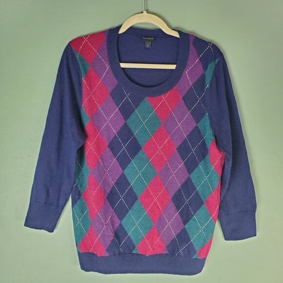 Talbots Womens Multicolor Argyle Lambswool Sweater Size Large - Picture 1 of 5